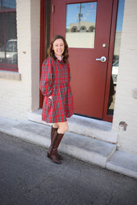 Bright Red Plaid Holiday Dress | Raya Jodifl