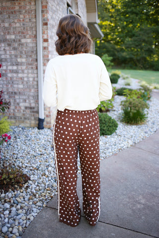 Brown Polka Dot Track Pants | Amanda Entro