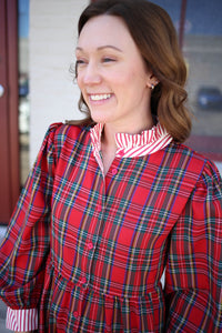 Bright Red Plaid Holiday Dress | Raya Jodifl
