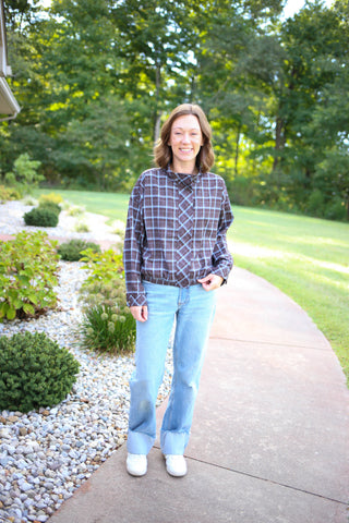 Blue and Brown Plaid Jacket | Jane Entro