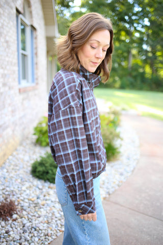 Blue and Brown Plaid Jacket | Jane Entro