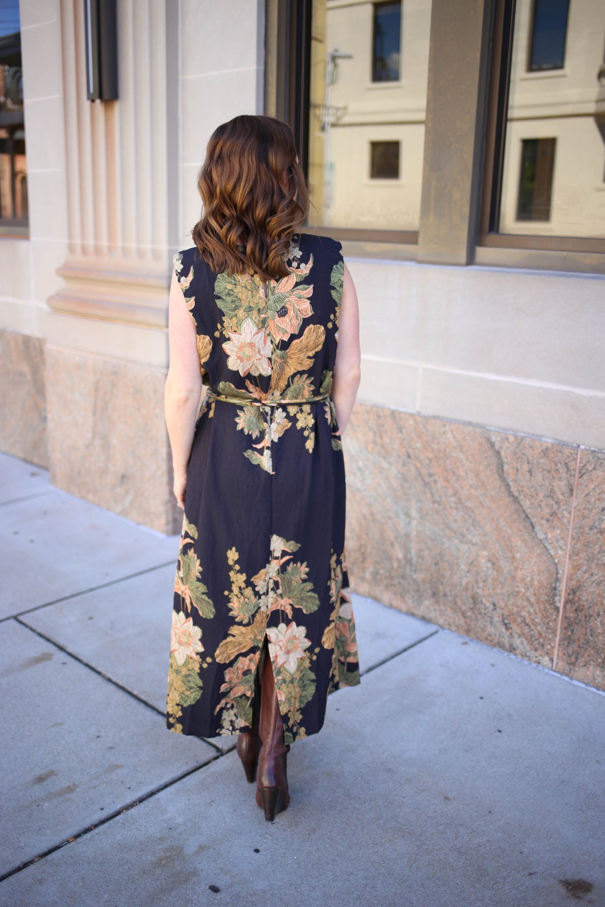 Black Fall Print Sleeveless Maxi Dress | Mandy Entro