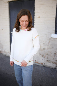 Ivory Bright Stitch Detail Sweater | Serena Staccato