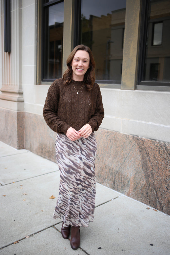 Brown Knit Cropped Sweater | Cindy Hyfve