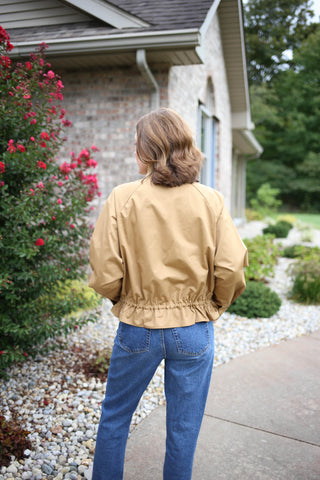 Camel Funnel Neckline Short Trench Jacket | Minnie Entro