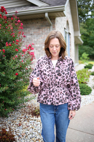 Mauve Leopard Print Jacket | Leah Entro