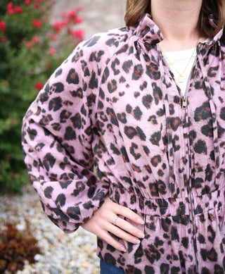 Mauve Leopard Print Jacket | Leah Entro