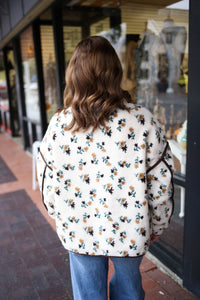 Brown Floral Fleece Jacket | Jaden Very J