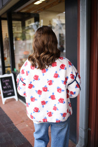 Red Floral Fleece Jacket | Jill Very J