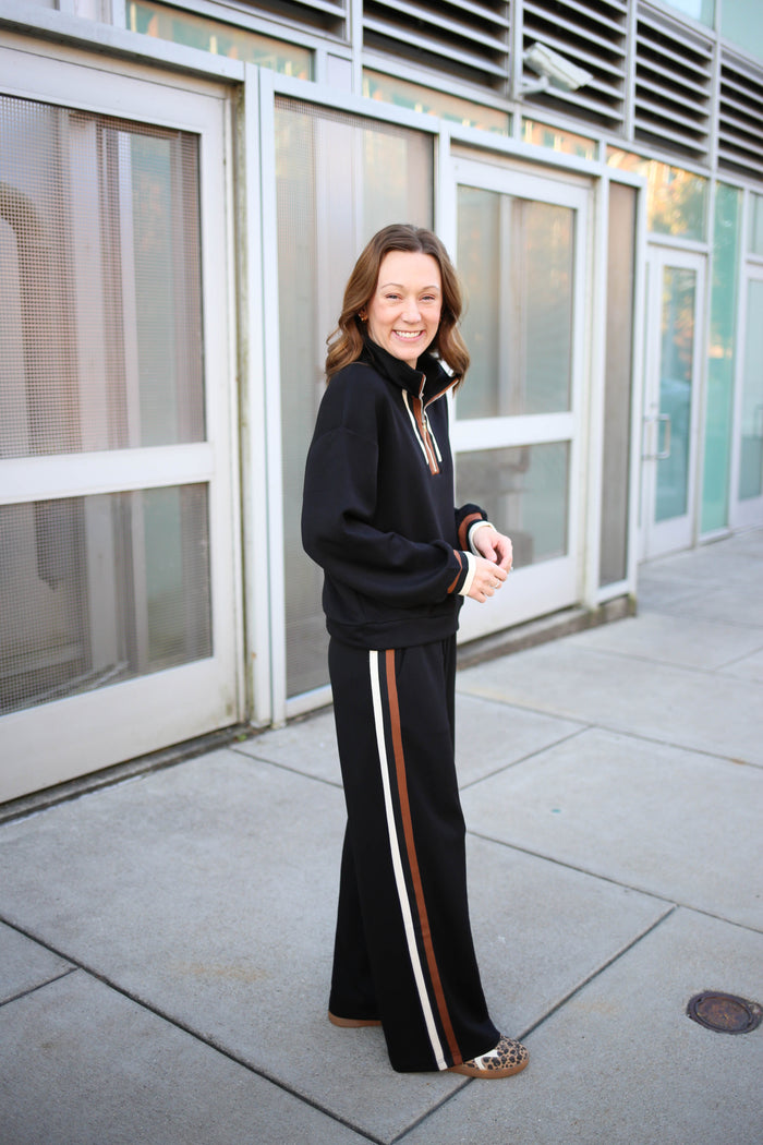 Black and Brown Stripe Lounge Set | Lexie Jodifl