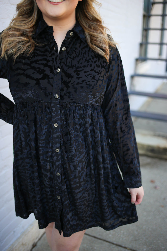 Midnight Black Velvet Detail Dress | Boutique Elise | Mason