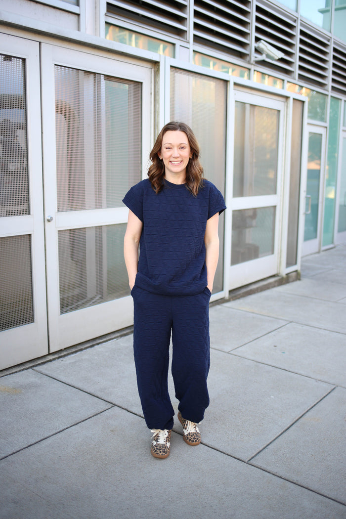 Quilted Navy Top and Pants Set | Quinn see and be seen