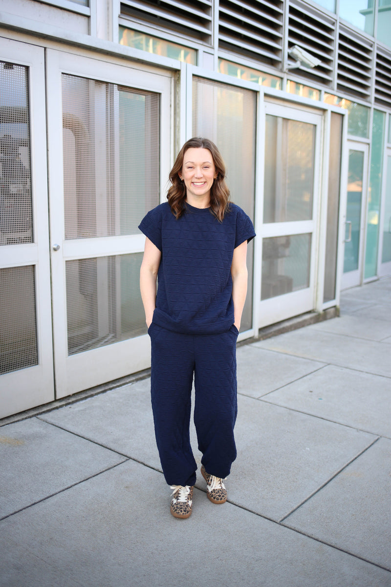 Quilted Navy Top and Pants Set | Quinn see and be seen