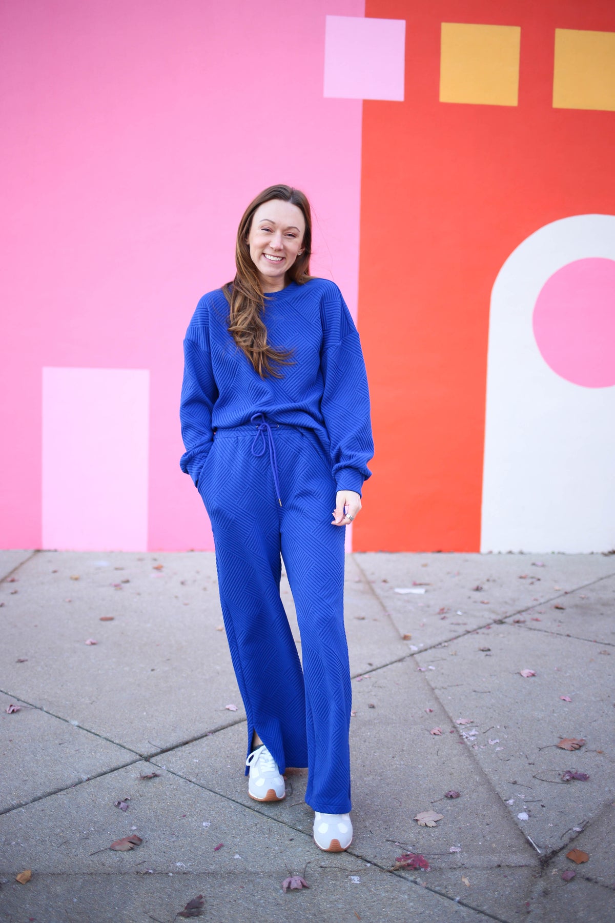 Cobalt Blue Textured Sweatshirt | Boutique Elise | Collins
