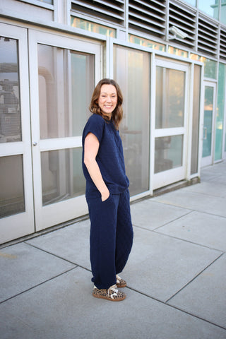 Quilted Navy Top and Pants Set | Quinn see and be seen