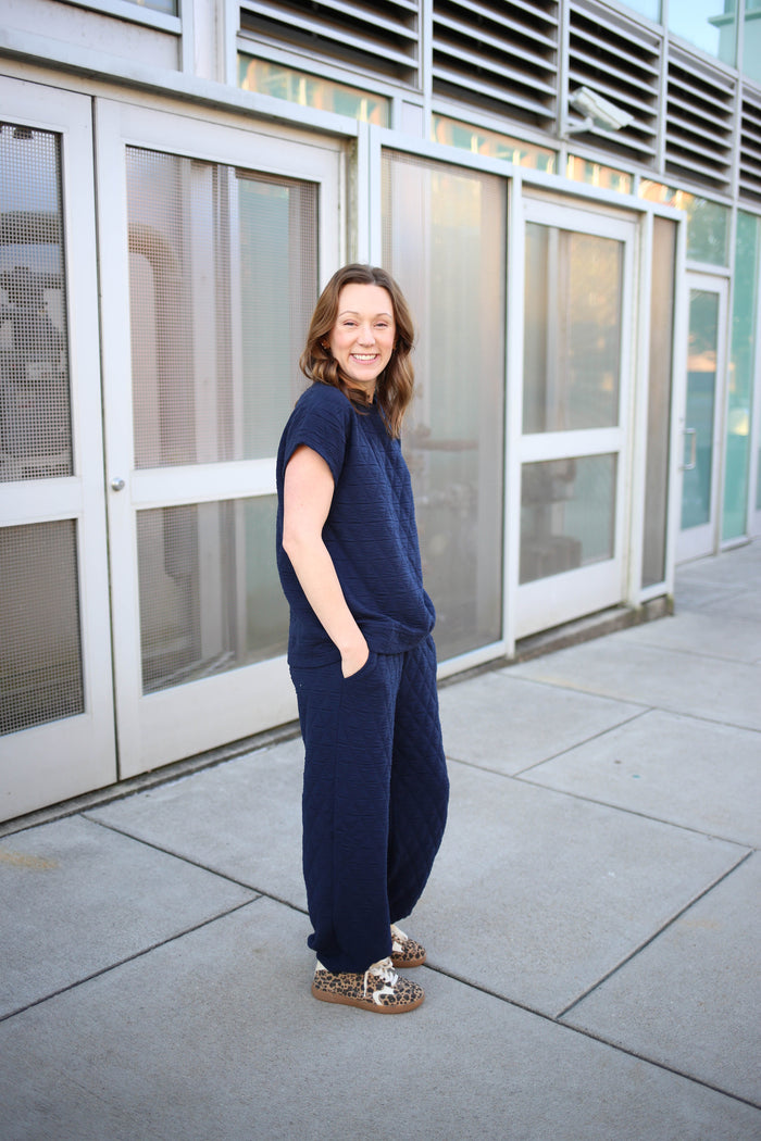 Quilted Navy Top and Pants Set | Quinn see and be seen