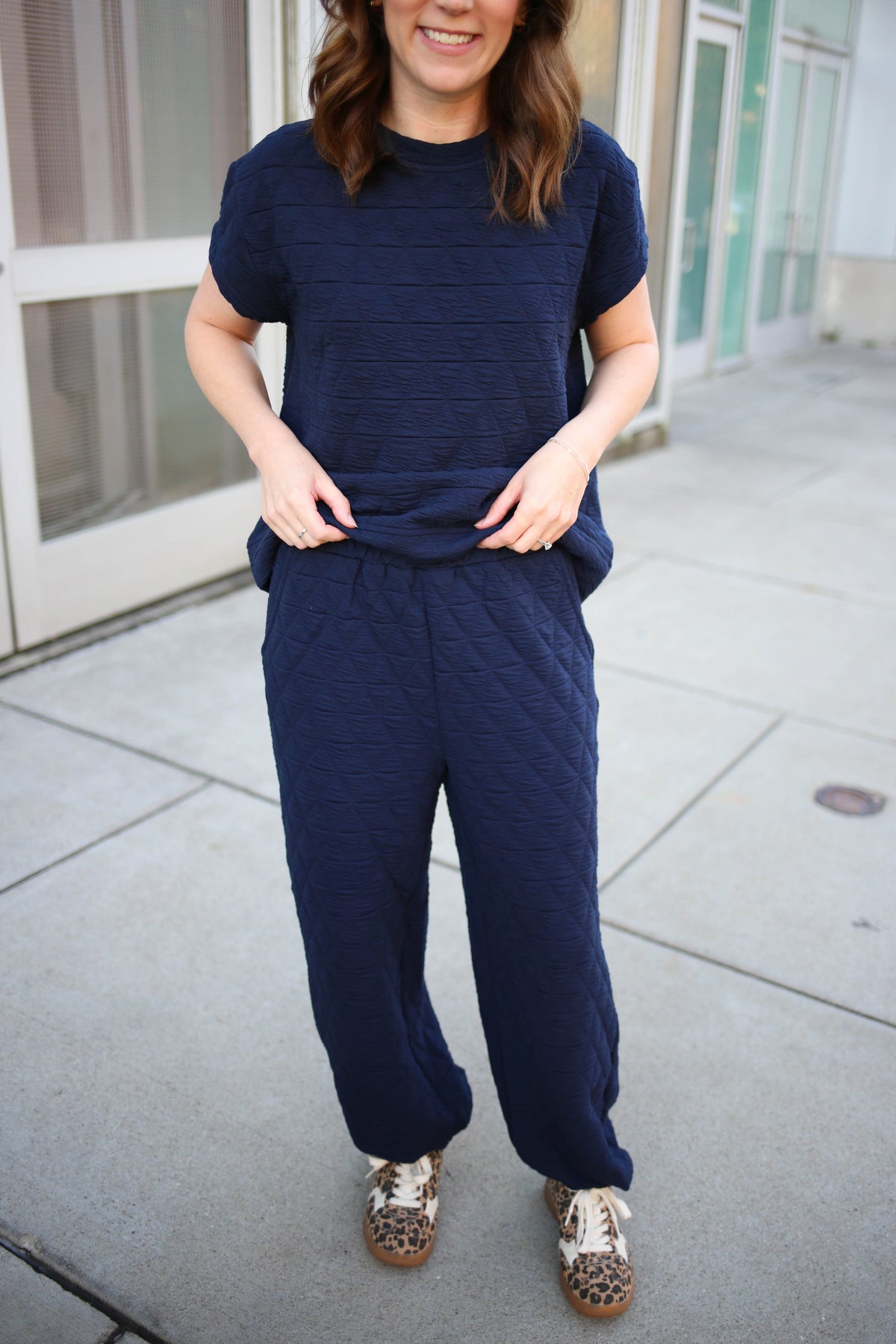 Quilted Navy Top and Pants Set | Quinn see and be seen