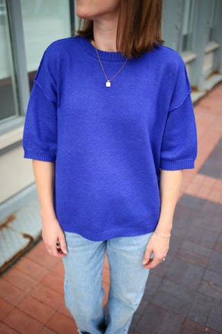Short Sleeve Drop Shoulder Sweater | Rayna Staccato