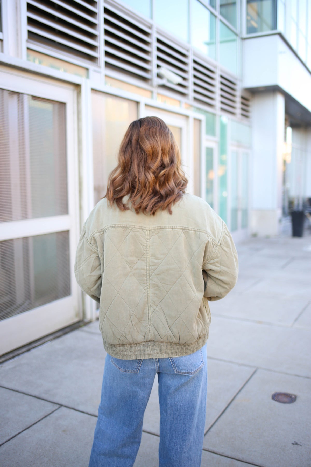 Olive Green Quilted Mineral Wash Jacket | Marley Blu Pepper