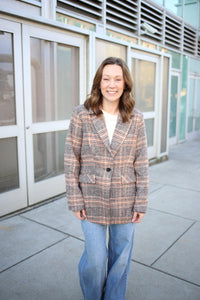 Brown and Ivory Plaid Blazer | Brianna Jodifl