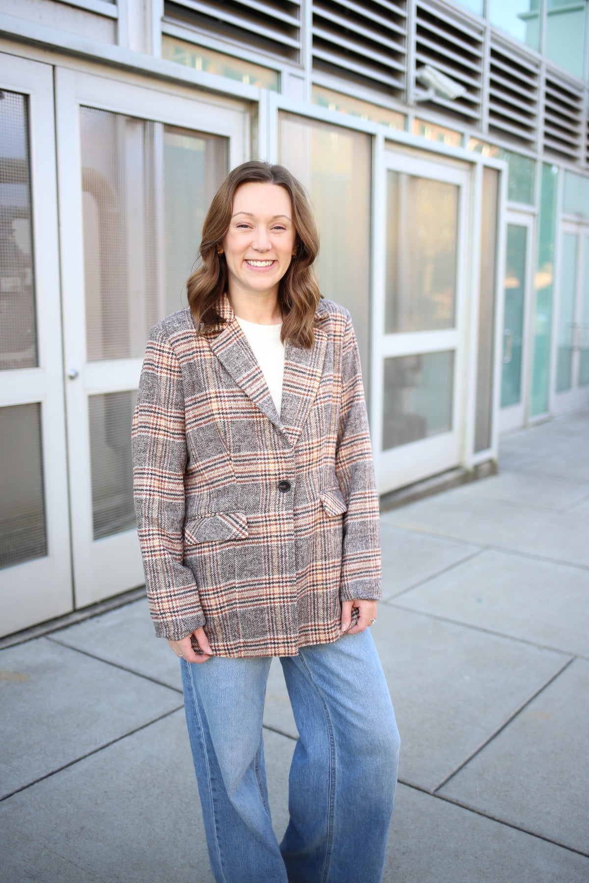 Brown and Ivory Plaid Blazer | Brianna Jodifl
