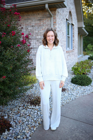 Light Grey Half Zip Sweatshirt | Lexi Gilli