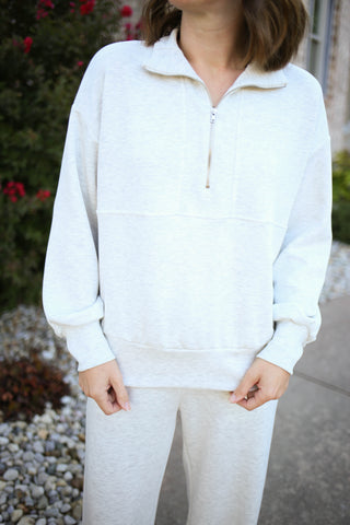 Light Grey Half Zip Sweatshirt | Lexi Gilli