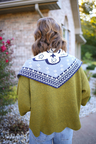 Navy Grey and Cream Print Scarf | Charlie Hem & Thread