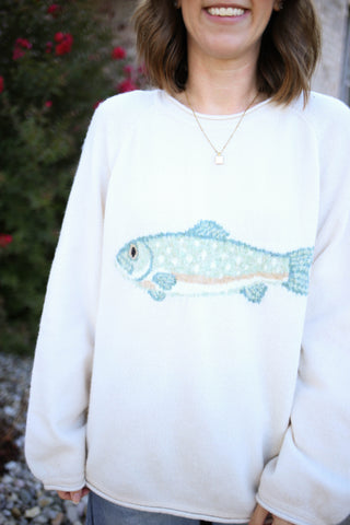 Cream Fish Detail Long Sleeve Sweater Very J