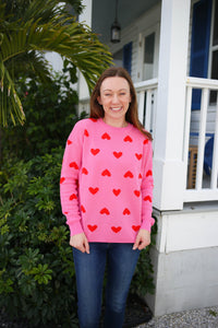 Pink and Red Hearts Sweater | Boutique Elise | Harper Staccato