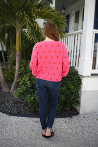 back view pink with red hearts sweater staccato