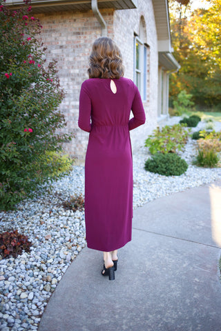 Burgundy Long Sleeve Maxi Dress | Rylee Gilli