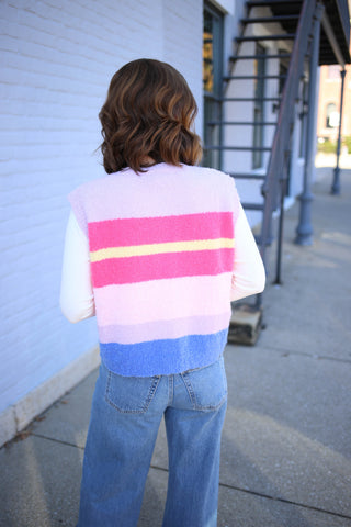 Fuchsia Pink and Lavendar Stripe Cardigan Vest | Adrianna Wishlist