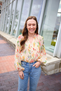 ivory and floral print bodysuit