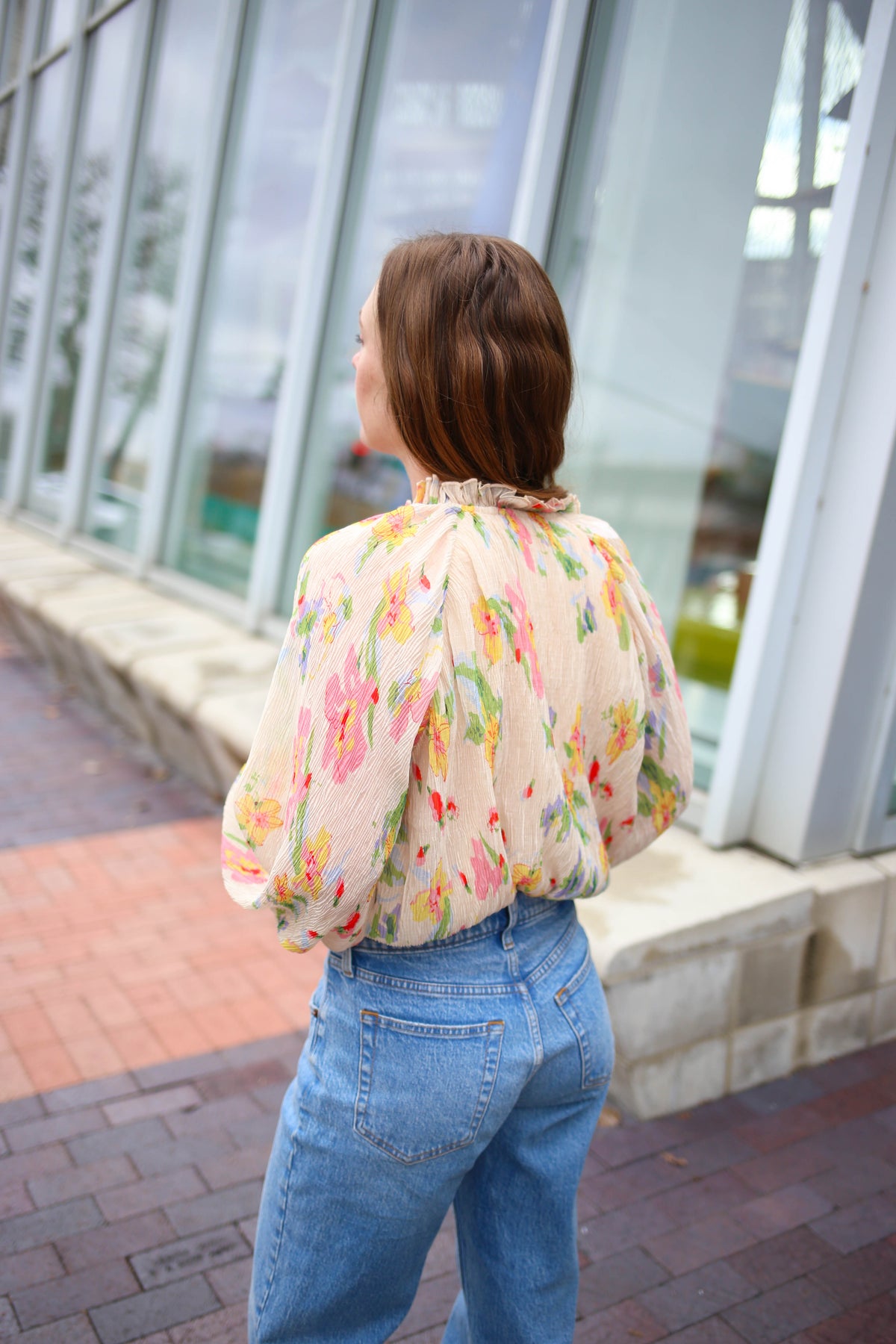 ivory and floral print bodysuit