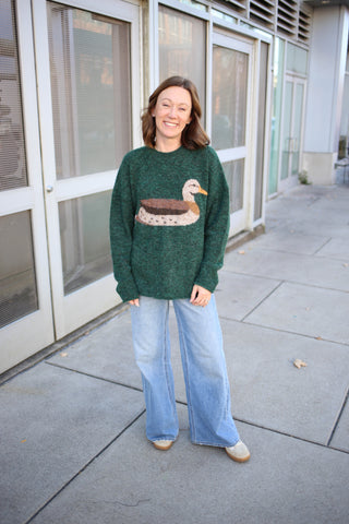 Hunter Green Mallard Duck Sweater | Sandy Very J