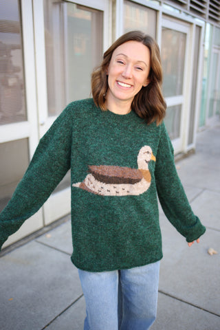 Hunter Green Mallard Duck Sweater | Sandy Very J