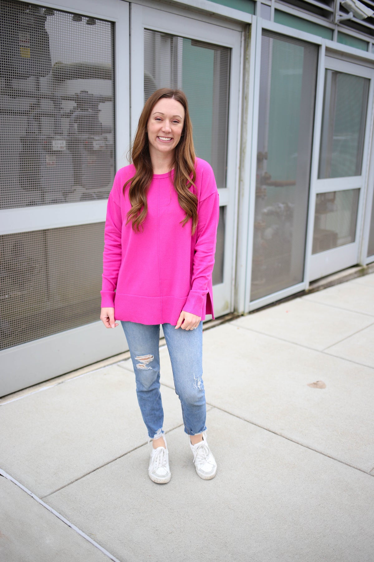 long sleeve pink sweater