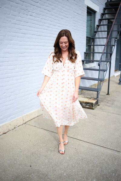 Teal Printed Midi Dress | Boutique Elise | Molly