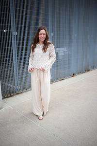 Oatmeal Wide Leg Pants | Boutique Elise | Jaylen heyson