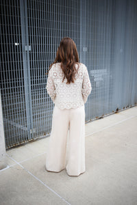 Oatmeal Wide Leg Pants | Boutique Elise | Jaylen heyson