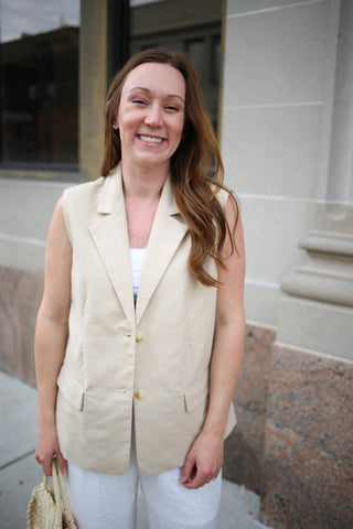 Sleeveless Tan Vest | Boutique Elise Gilli