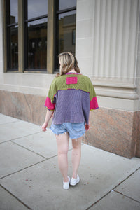 Daisy Patchwork Oversized Short Sleeve Top | Boutique Elise | Delilah oli hali