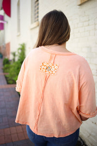 Orange Star Detail Short Sleeve Top | Boutique Elise | Betsey oli hali