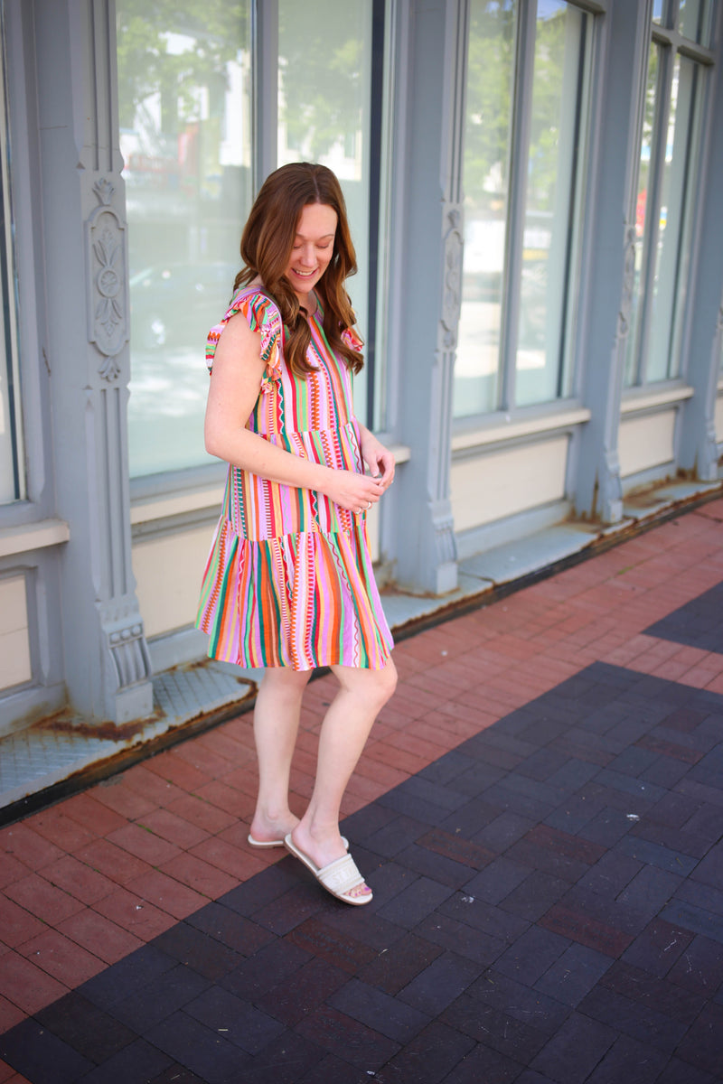 Colorful Stripe Tiered Ruffle Dress | Boutique Elise | Allison Staccato