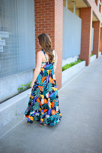 Black and Colorful Print Midi Dress | Boutique Elise | Eloise Entro