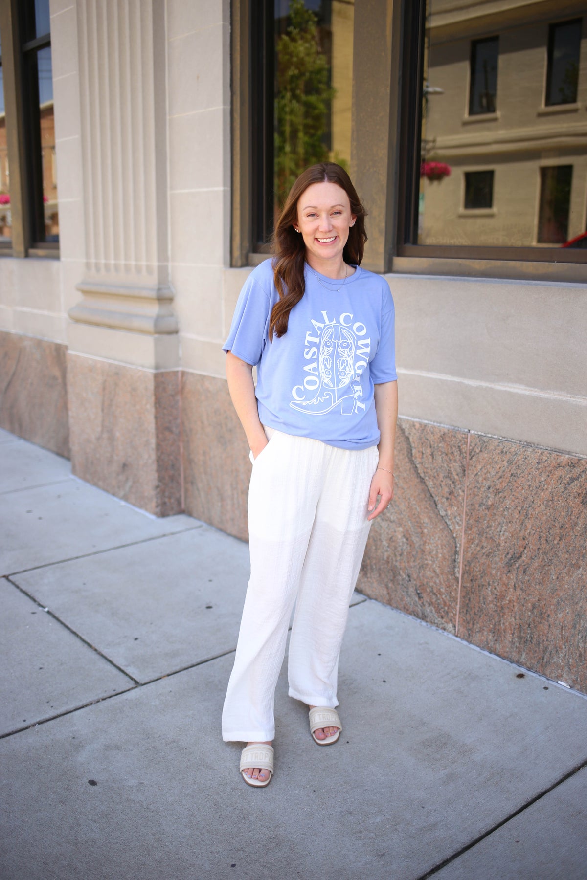 light blue coastal cowgirl short sleeve top