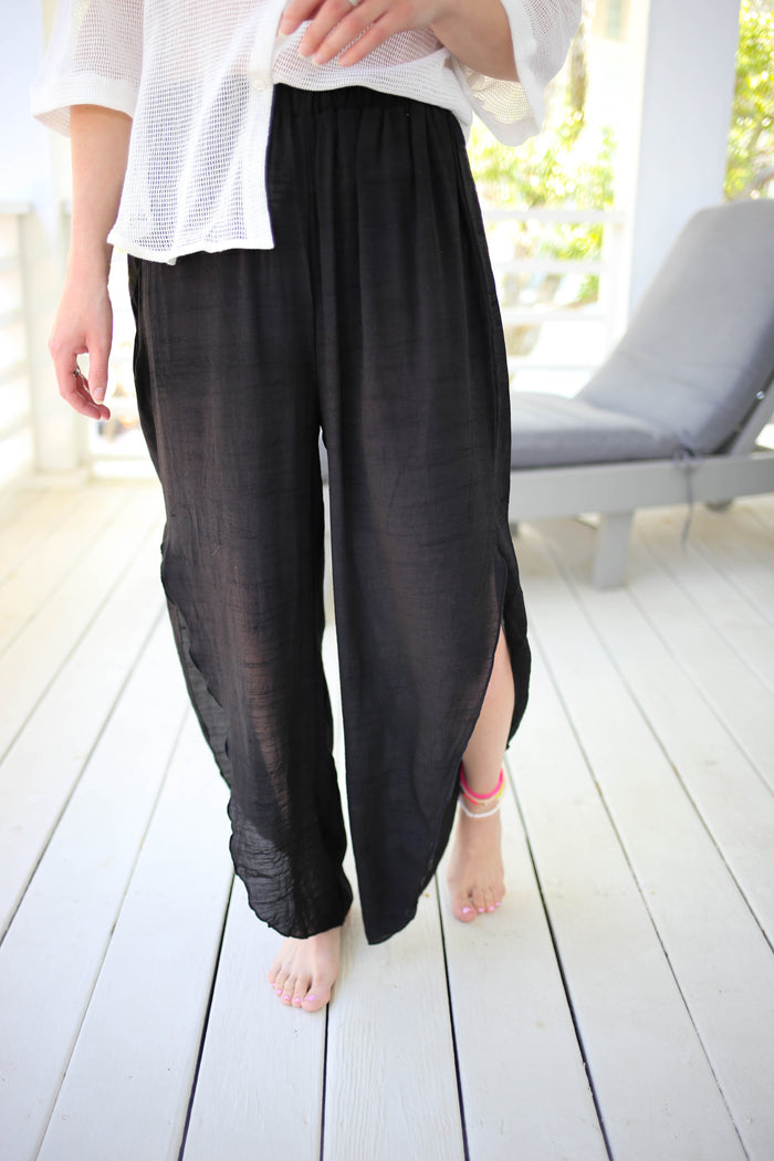 black sheer swim cover-up pants