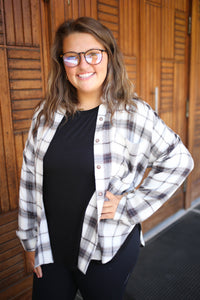 Cream and Black Plaid Button-Down | Boutique Elise | Hayden Blu Pepper
