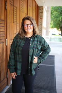 Hunter Green Plaid Lightweight Button-Down | Boutique Elise | Hope Blu Pepper